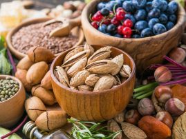 Ingredients containing vitamin E, natural minerals and dietary fiber, healthy nutrition concept Ingredients containing vitamin E, natural minerals and dietary fiber, healthy nutrition concept